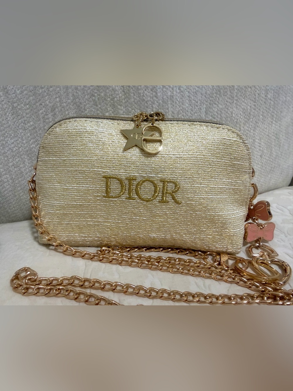 Dior Gold Metallic Crossbody with Chain and Star Charm